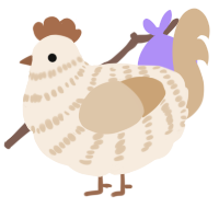Galatea, a cream and beige chicken with a bar pattern