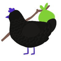 Obsidiana, a black and sable chicken with a lace pattern