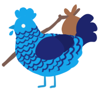 A sky and navy chicken with a lace pattern