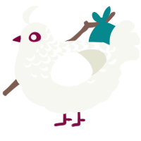 Joyous, a white chicken with a half-lace pattern