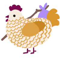 Roe, a cream and orange chicken with a lace pattern