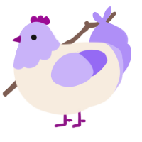 juicy juice, a cream and lilac chicken with a head pattern