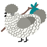Mono, a white and ash chicken with a lace pattern