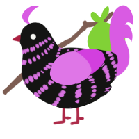 (unnamed), a black and orchid chicken with a bar pattern