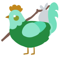 Failure 30, a viridian and mint chicken with a head pattern