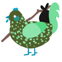 A olive and spring chicken with a speckle pattern