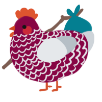 Myth, a maroon and mist chicken with a lace pattern
