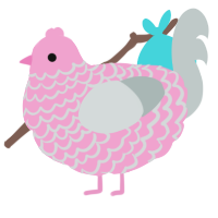 Pinkle, a pink and silver chicken with a lace pattern