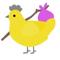 Warning sign, a yellow chicken