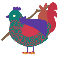 Comet, a sea and crimson chicken with a double-lace pattern