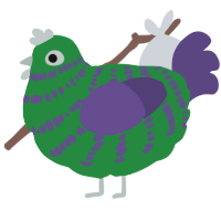 9am Migraine, a viridian and overcast chicken with a bar pattern