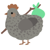 PerfectlyRoundPebble, a ash and grey chicken with a speckle pattern