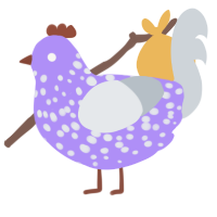 Acid, a lilac and mist chicken with a speckle pattern