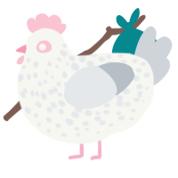 (unnamed), a white and mist chicken with a speckle pattern
