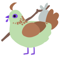 Matcha, a gluppy and brown chicken with a neck-speckle pattern