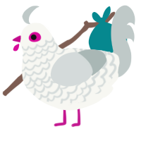 red eye, a white and silver chicken with a lace pattern