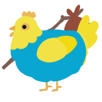 Equinox, a cerulean and yellow chicken with a head pattern