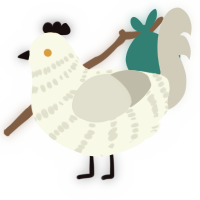 Lupe, a white and silver chicken with a bar pattern