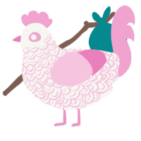 Cake pop, a white and pink chicken with a double-lace pattern