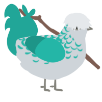 Riku KH, a mist and turquoise chicken with a half-lace pattern
