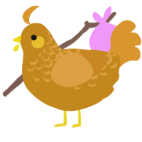 nugget, a ochre and orange chicken with a half-lace pattern