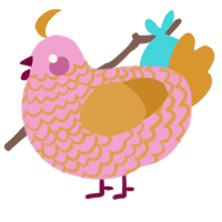 (unnamed), a pink and orange chicken with a lace pattern