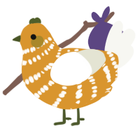 Orange Poke Cake, a orange and white chicken with a bar pattern