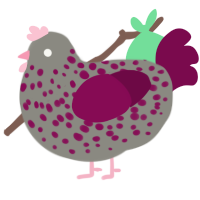 Vacuum Cleaner, a ash and wine chicken with a speckle pattern