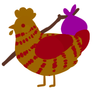 Strangle the Hero, a gold and crimson chicken with a bar pattern