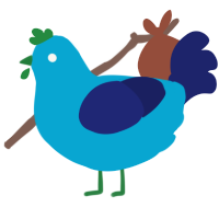 marker, a cerulean and navy chicken