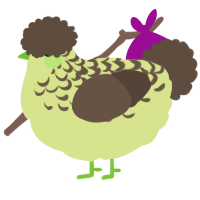 Avocado, a lemon and bark chicken with a half-lace pattern