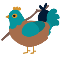 (unnamed), a brown and teal chicken with a head pattern