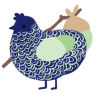 Aukai, a navy and gluppy chicken with a double-lace pattern