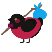 Kaai Yuki, a crimson and black chicken with a head pattern