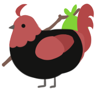 reject, a black and red chicken with a head pattern
