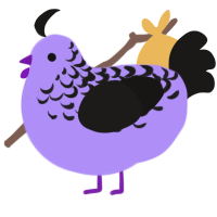 Lilac, a lilac and sable chicken with a half-lace pattern