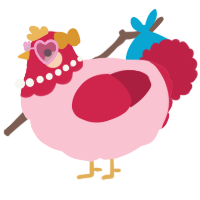 A rose and crimson chicken with a head pattern