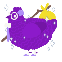 Violet, a violet chicken with a lace pattern