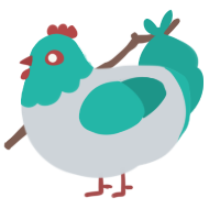 Space Miku, a mist and turquoise chicken with a head pattern