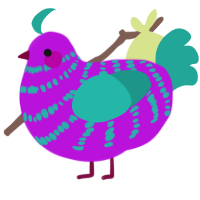 Lowit, a amethyst and turquoise chicken with a bar pattern