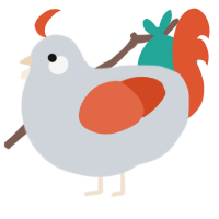 Tangy, a mist and vermilion chicken