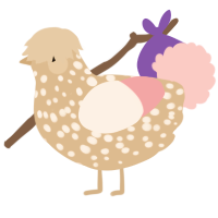 Puff Pastry, a beige and rose chicken with a speckle pattern