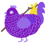 Purp, a violet and blurple chicken with a lace pattern