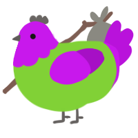Imit, a grass and amethyst chicken with a head pattern