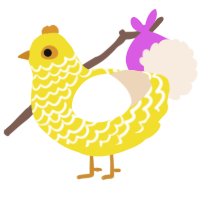 Dandelion, a yellow and cream chicken with a lace pattern