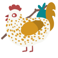roasted marshmallow, a white and ochre chicken with a speckle pattern