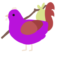 marvelous patootie, a amethyst and red chicken