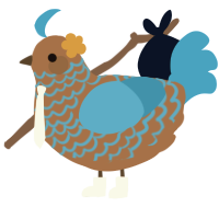 Athenias, a brown and sky chicken with a lace pattern