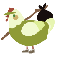 Alex, a chartreuse and apple chicken with a head pattern