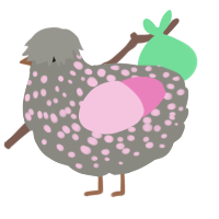 Cherry Blossom II, a ash and pink chicken with a speckle pattern